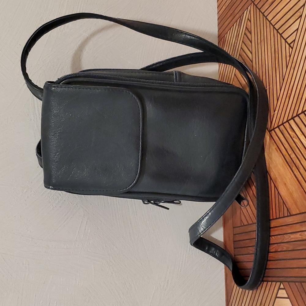 Faux black leather original 1996 crossbody wallet bag